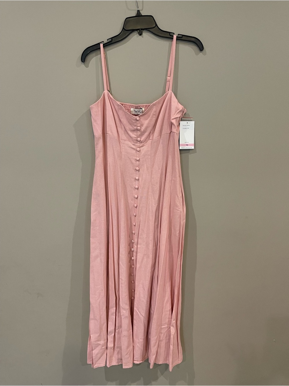 Taylor Pink Midi Dress with Front Buttons